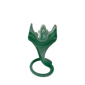 Vintage Hand Blown Green Swirl Tulip Trumpet Vase 11”